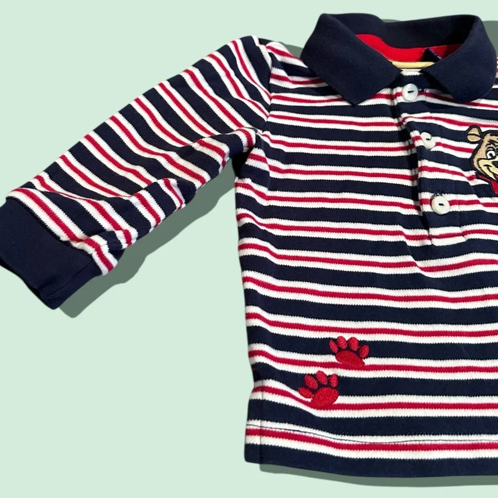 Vintage Baby Hanna-Barbera Boo Boo Bear Stripe Polo Shirt Size 3-6 Months